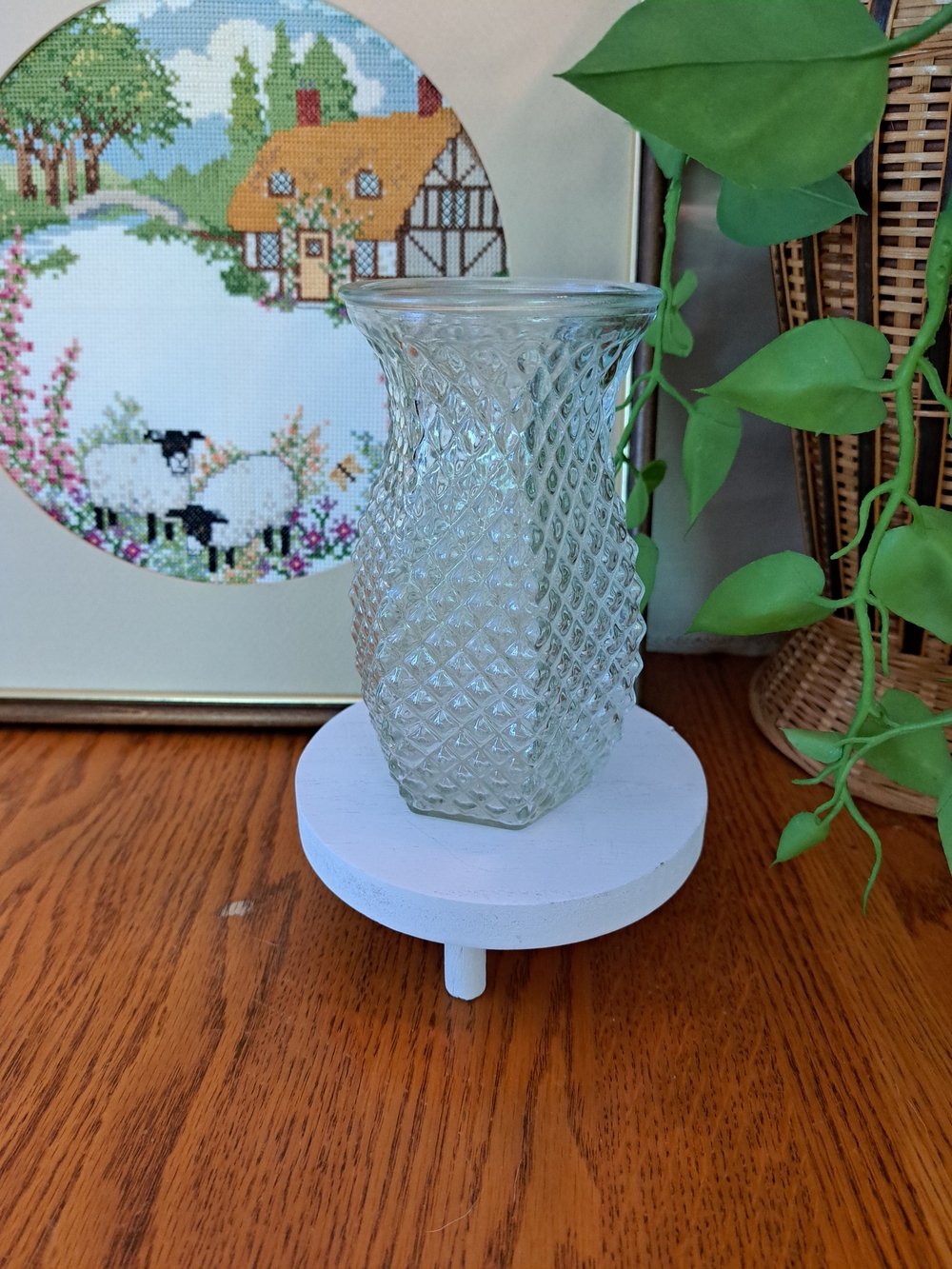 VINTAGE 4071 HOOSIER Clear Textured Glass Vase by